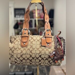 Coach Brown & Tan Satchel Braided Straps #F11863